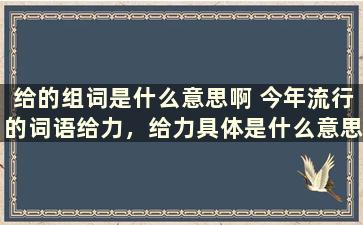 给的组词是什么意思啊 今年流行的词语给力，给力具体是什么意思啊